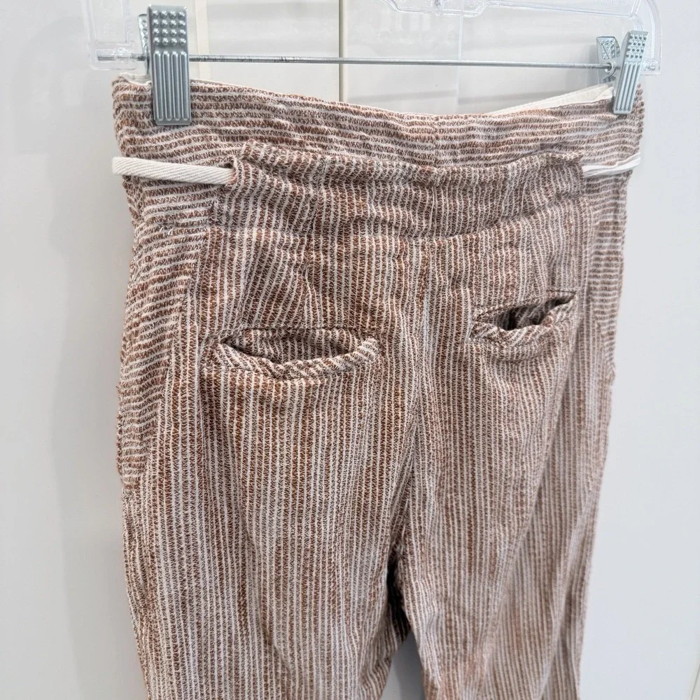 Free People Cotton Paperbag Jogger Pants Brown Cream Stripe XS